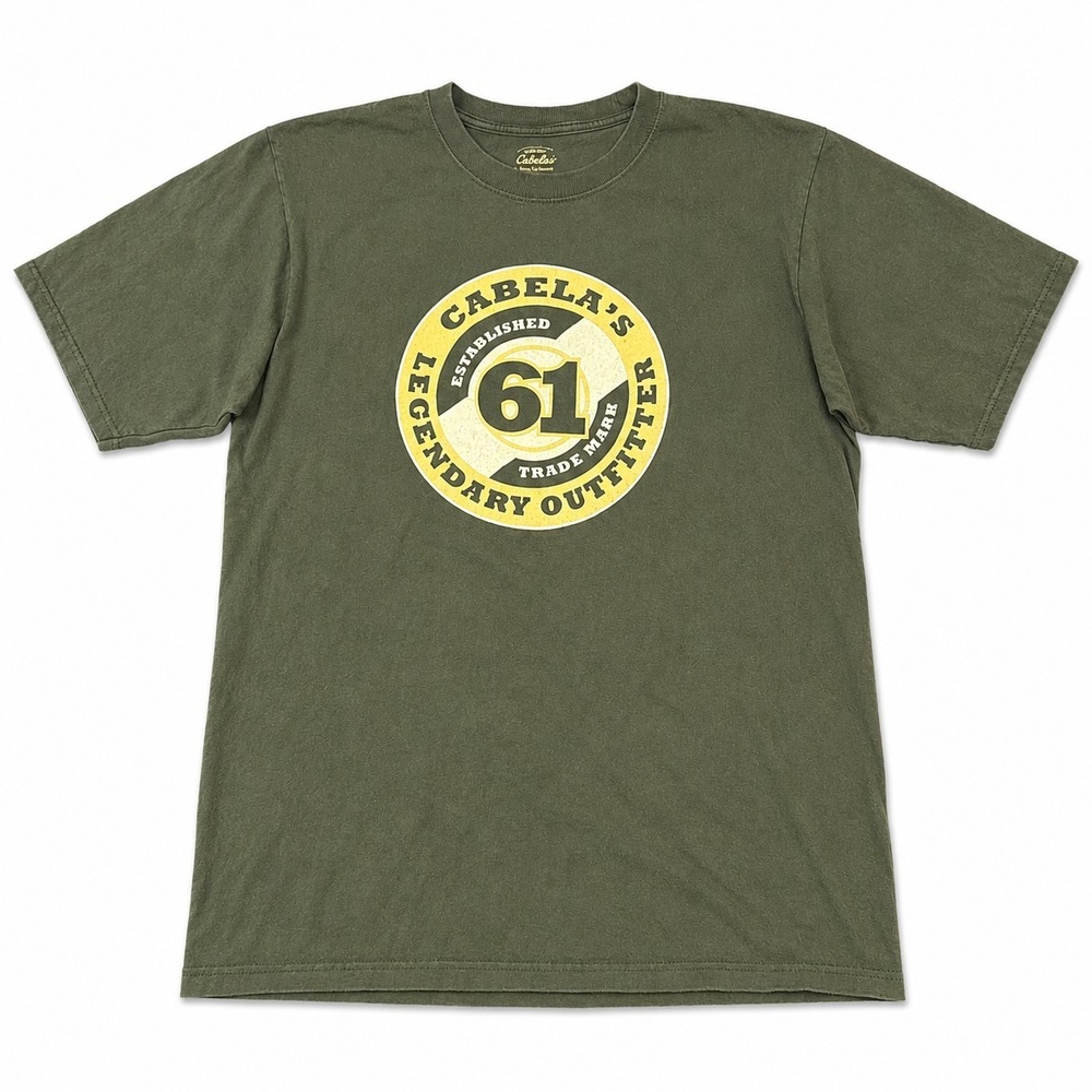 Cabela's Graphic T Shirt Mens L Legendary Outfitter Olive Green Established 1961